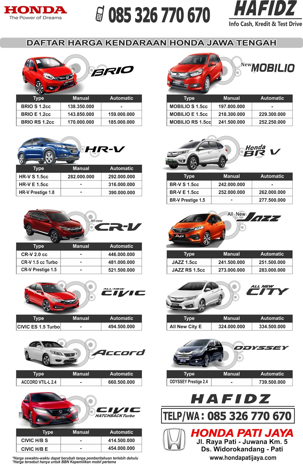 Dealer Honda Rembang Promo, Kredit dan Harga Mobil Honda Rembang