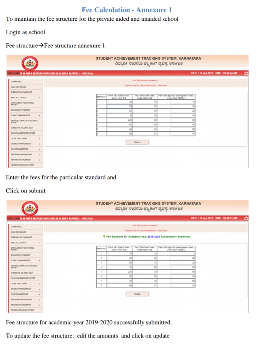 SATS: How to enter 2019-20 academic year fee structure in SATS software