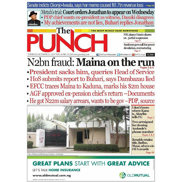 Naija Newspapers Today s The Punch Newspaper Headlines 24 October naija-newspapers-today-s-the-punch-newspaper-headlines-24-october