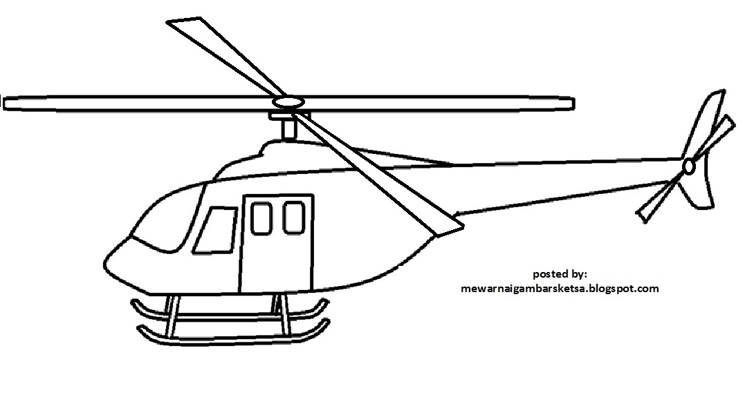 Mewarnai Gambar  Mewarnai Gambar  Sketsa Helikopter 2