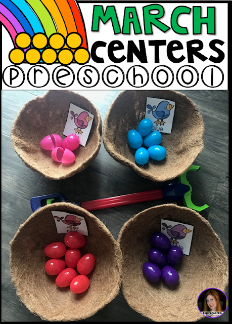 Are you looking for fun thematic spring centers that you can prep quickly for your preschool classroom?  The check out March Centers for Preschool!