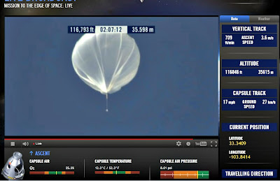 LIVE VIDEO - Mission To The Edge of Space –  Record-Breaking Freefall Jump (3) 10-14-12