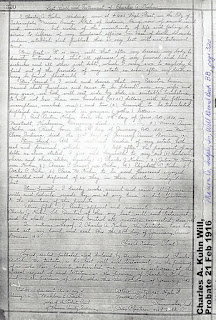 Last Will & Testament, Charles  A. Kuhn, Indianapolis, IN, Probated Feb 1916