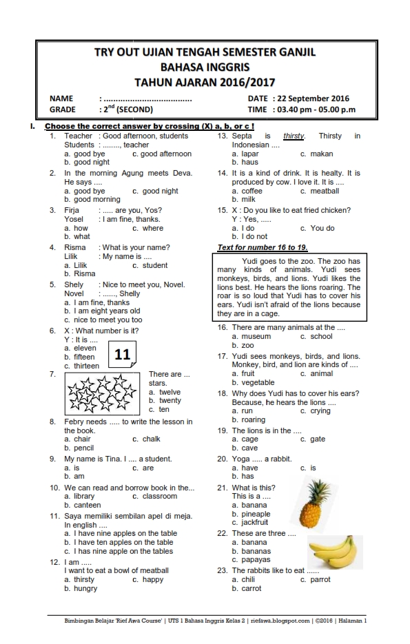Baru Soal Uts Bahasa Inggris Kelas 8 Semester 2 Kurikulum 2019