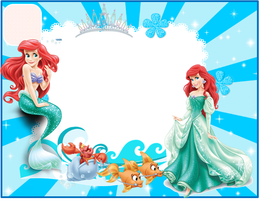 The Little Mermaid: Free Printable Invitation, Cards or Photo Frames.