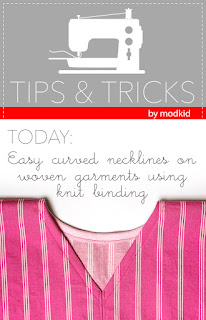 Easy Knit binding on woven neckline