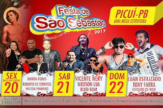 Saiba quais atrações que animarão a festa de São Sebastião 2017 em Picuí