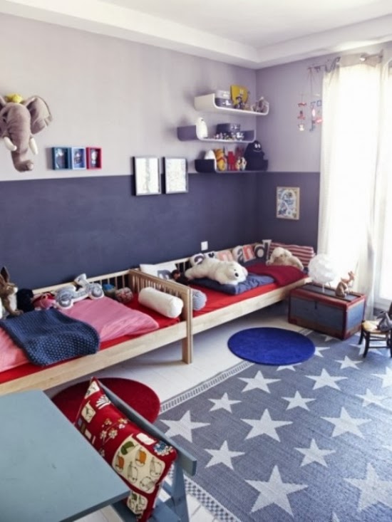 Dormitorio en azul y rojo para niño - Ideas para decorar dormitorios