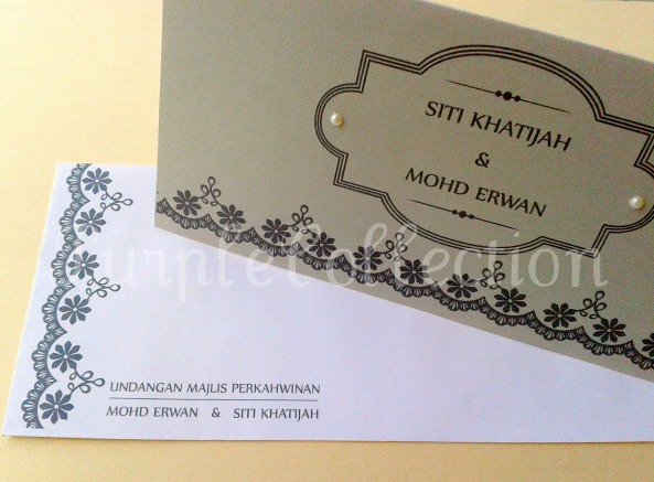  Black Floral Lace Wedding Invitation Card, wedding invitation cards, malay wedding cards, black floral lace card