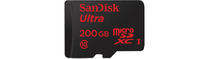SanDiskマイクロSDカード200GB