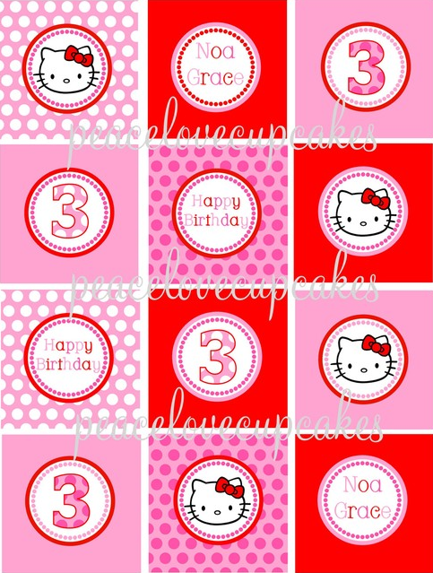 Hello Kitty Cupcake Toppers Printable