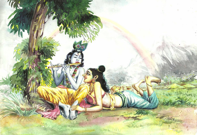 Radha and krishna ,11x14" water color