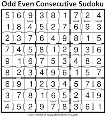 Answer of Odd Even Consecutive Sudoku (Fun With Sudoku #126)