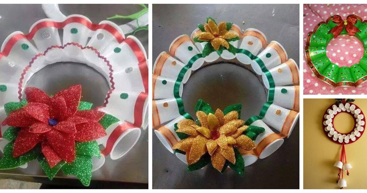 Aprende cómo hacer coronas navideñas reciclando vasos de unicel ~  Mimundomanual