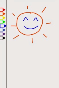 Image from the game: a smiling sun on the right, and a set of color markers on the left.
