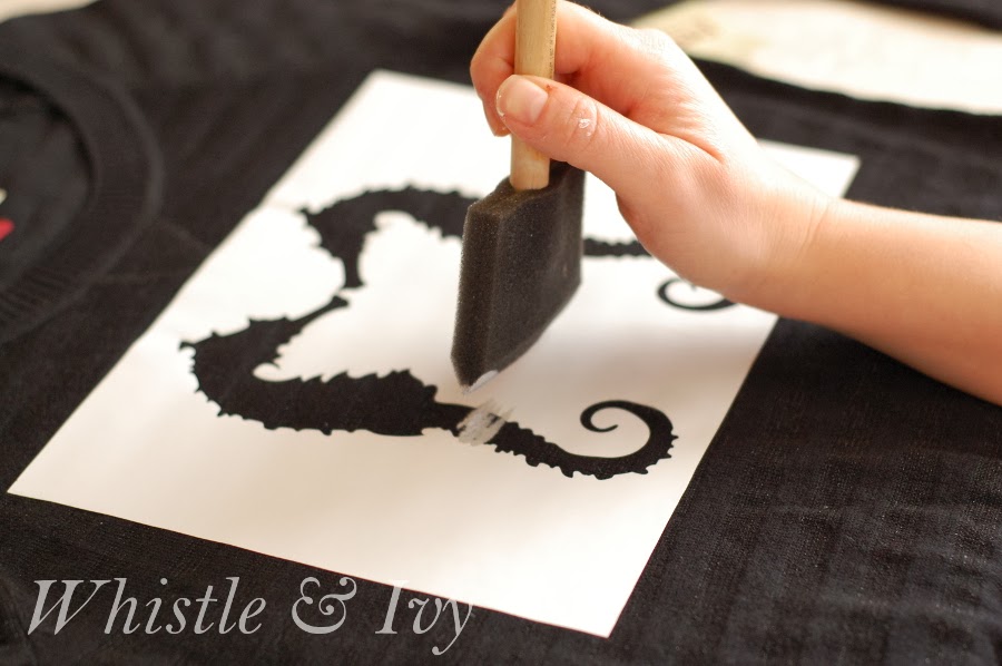DIY Printed Sweater Vinyl Stencil Paint Seahorse Easy 