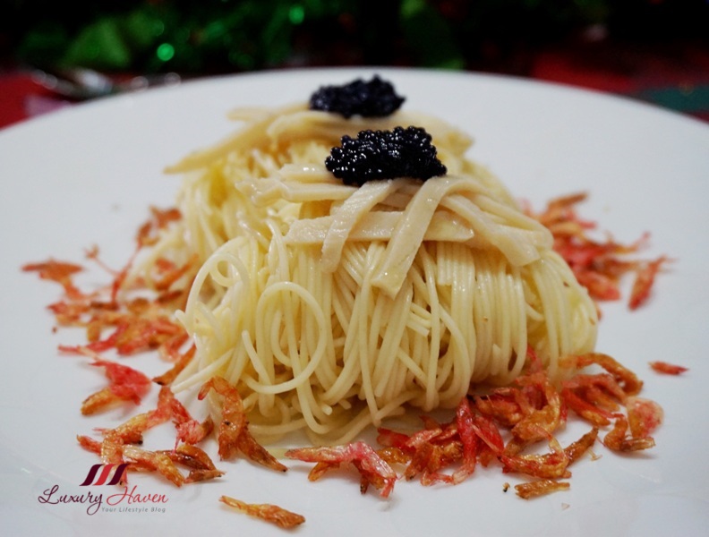 Cold Angel Hair Pasta in Truffle Oil with Abalone and Caviar