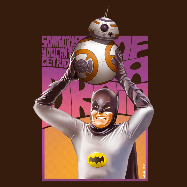 Today's T : 今日の怪鳥人間バットマンの名シーンを BB-8 で再現したTシャツ