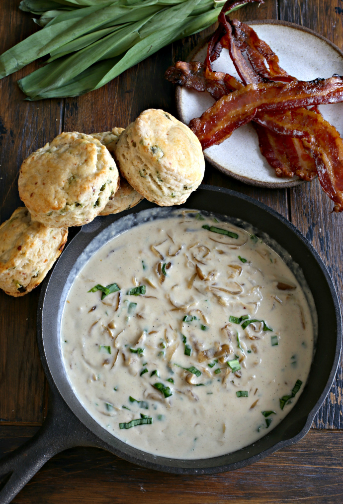 Hungry Couple Ramp Biscuits and Gravy with Maple Bacon