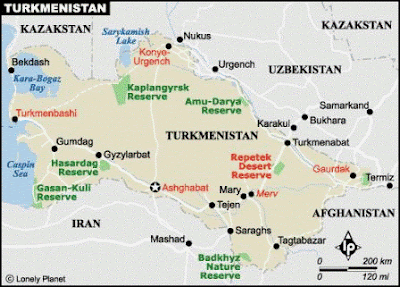 Turkmenistan Map Political Regional