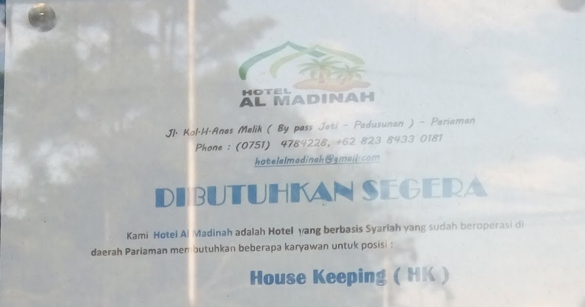 Lowongan Kerja Pariaman House Keeping Adsanjaya