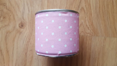 Upcycled fabric covered tin can