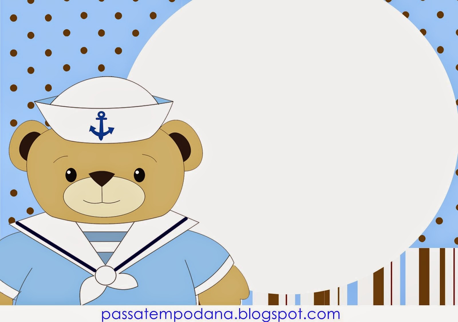 Cute Sailor Bear Free Printable Invitations, Labels or Cards.