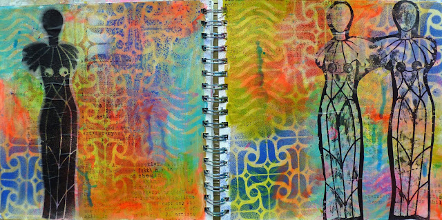 Art Journaling with Spray Paint & StencilGirl® Products by Frieda Oxenham