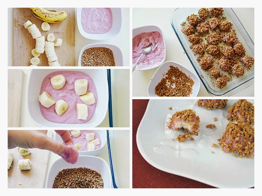 Cómo hacer bocaditos de banana, yogur y granola