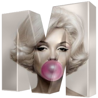 Abecedario 3D de Marilyn Comiendo Chicle.
