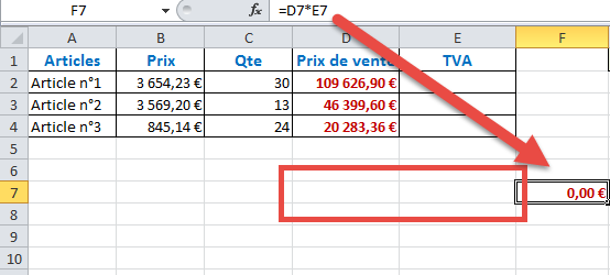 Référence relative dans une formule