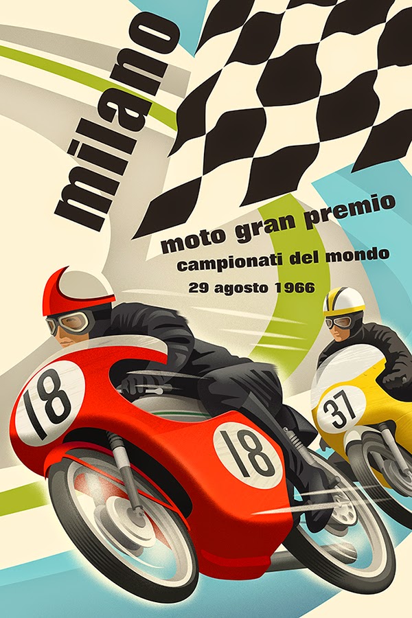 RETRO ILLUSTRATION Vintage Style Motor Racing Posters
