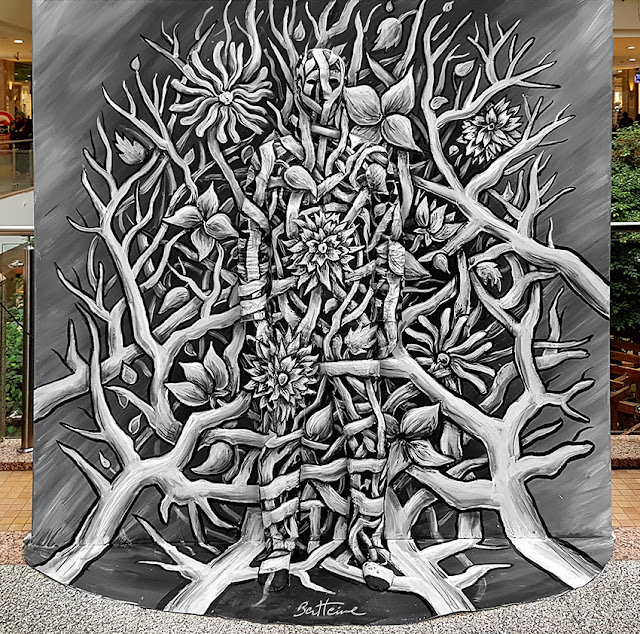 Invisible Man: 3D Art Live Performance by Ben Heine - Flesh and Acrylic - Branches and Flowers - Özgür Ayyıldız - Ankamall