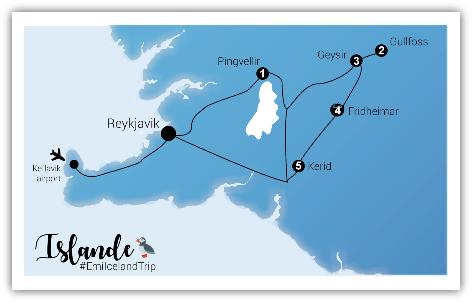 My Travel Background : visite du Cercle d'Or en Islande - carte du Cercle d'Or