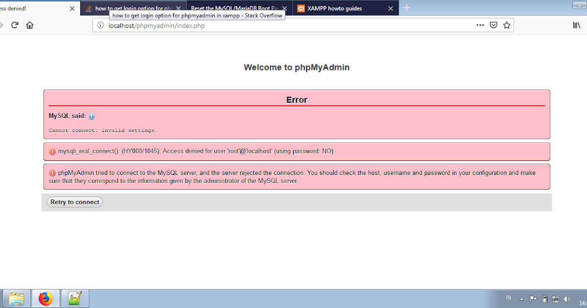 Error root password. Error root password