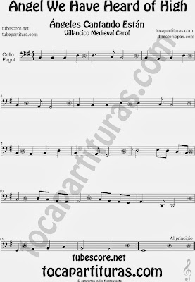 Partitura de para Violonchelo y Fagot Villancico Christmas Carol Sheet Music for Cello and Bassoon Music Scores