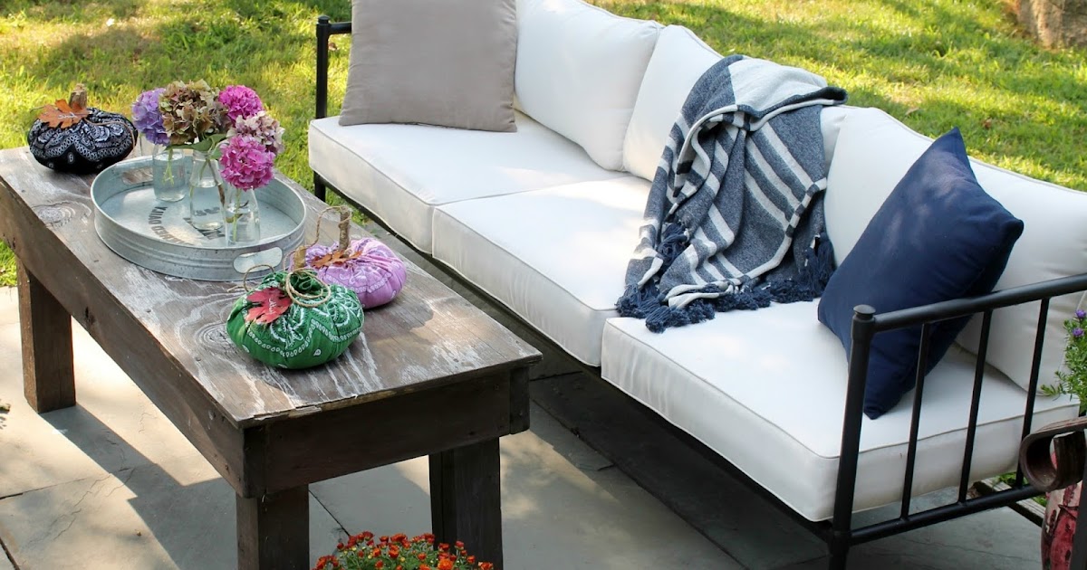 My New Patio Sofa decorated for early fall love my simple home