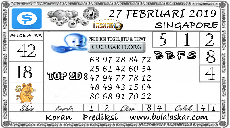 Prediksi Togel SINGAPORE LASKAR4D 27 FEBRUARI 2019