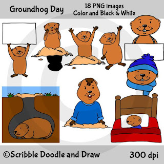 Groundhog day clipart for teachers to use when making printables