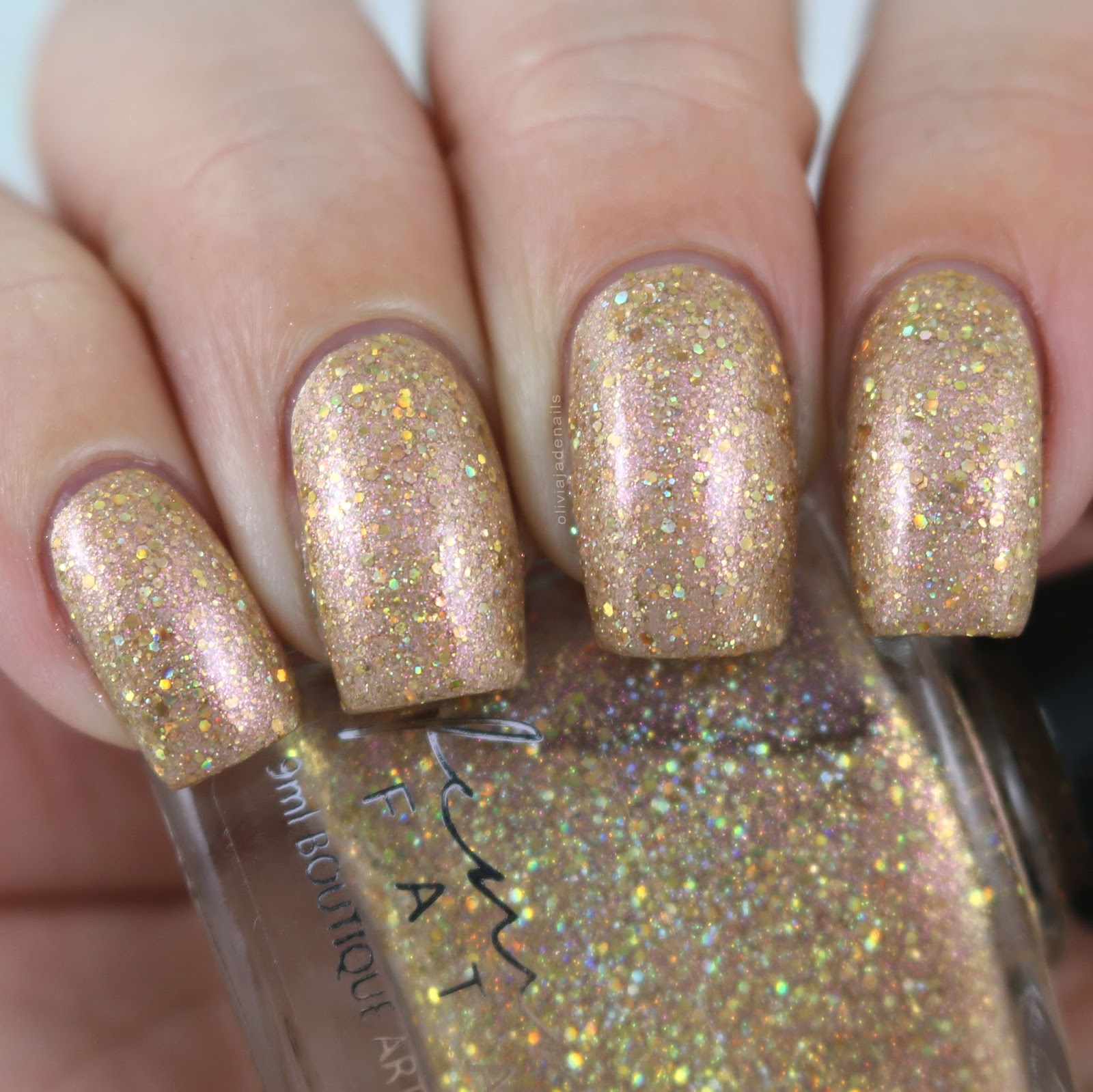 Femme Fatale Cosmetics My Precious (over China Glaze Truth Is Gold) swatched by Olivia Jade Nails
