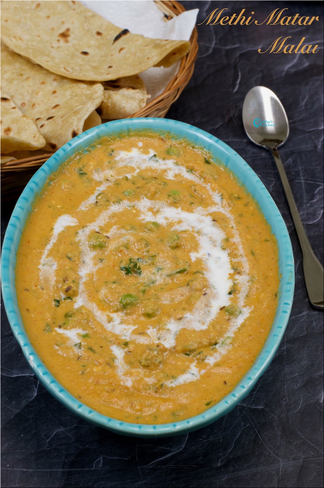 Methi Matar Malai Recipe Fenugreek Green Peas Curry Subbus Kitchen