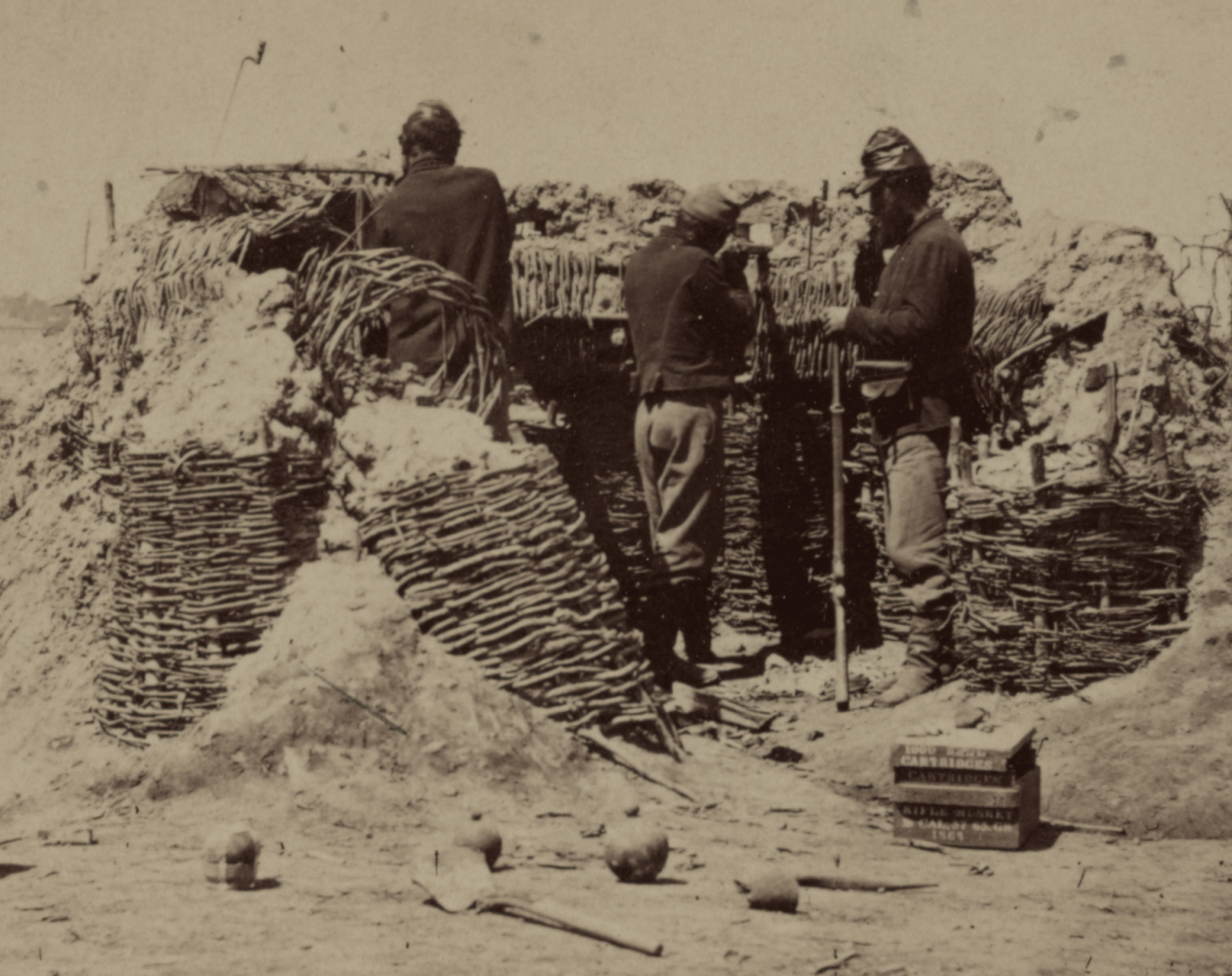 The Chubachus Library of Photographic History Union Picket Line Taking Cover Behind Gabion