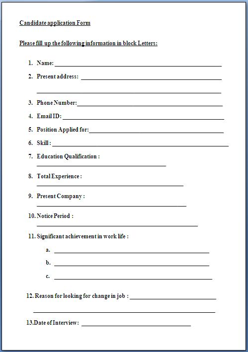 ... Make a Job Employment Application Form Format in Word / .doc / .Pdf