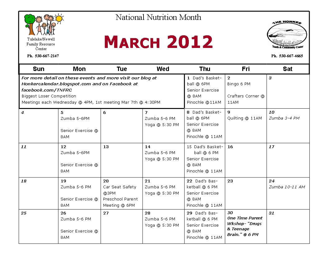 Honker Monthly Activities March 2012 Activities Honker Monthly Activities March 2012 Activities