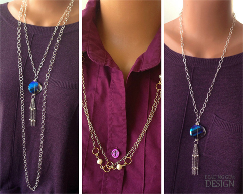 how to make an adjustable sautoir inspired necklace tutorial