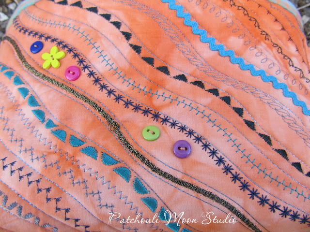 Patchouli Moon Studio~ Fabric Basket with Decorative Stitches