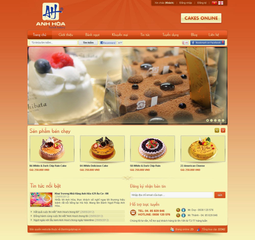 thiết kế website bán hàng bánh ngọt