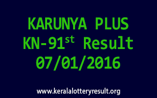 KARUNYA PLUS KN 91 Lottery Result 7-1-2016