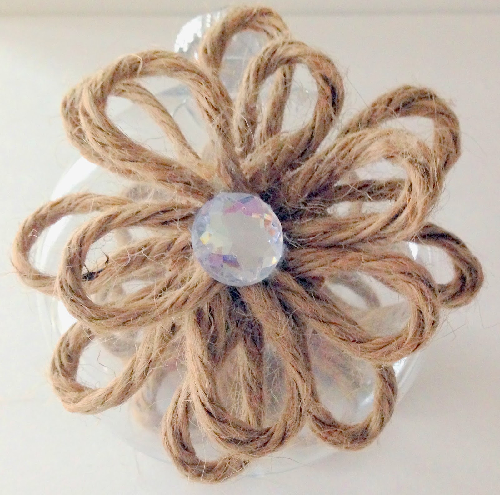 Purple Hues and Me Rustic & Chic Jute Twine Flowers on Glass Ornaments