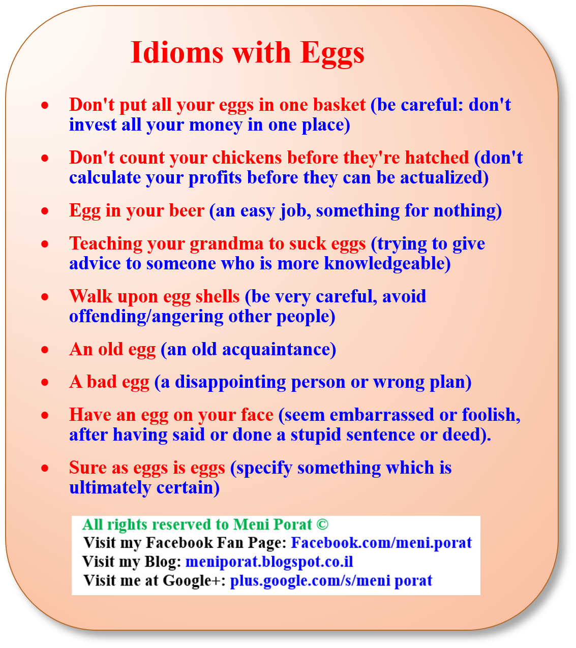 הבלוג של מני Idioms with Eggs
